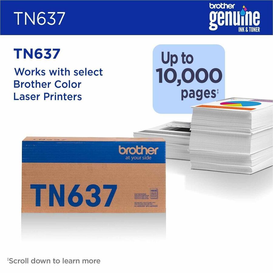 Brother TN637C Original Ultra High Yield Laser Toner Cartridge - Cyan Pack - 10,000 pages