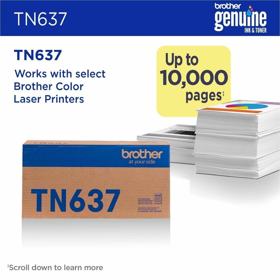 Brother TN637Y Original Ultra High Yield Laser Toner Cartridge - Yellow Pack - 10,000 pages