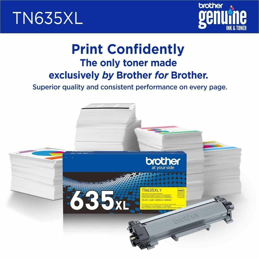 Brother TN635XLY Original High Yield Laser Toner Cartridge - Yellow Pack - 4,500 pages