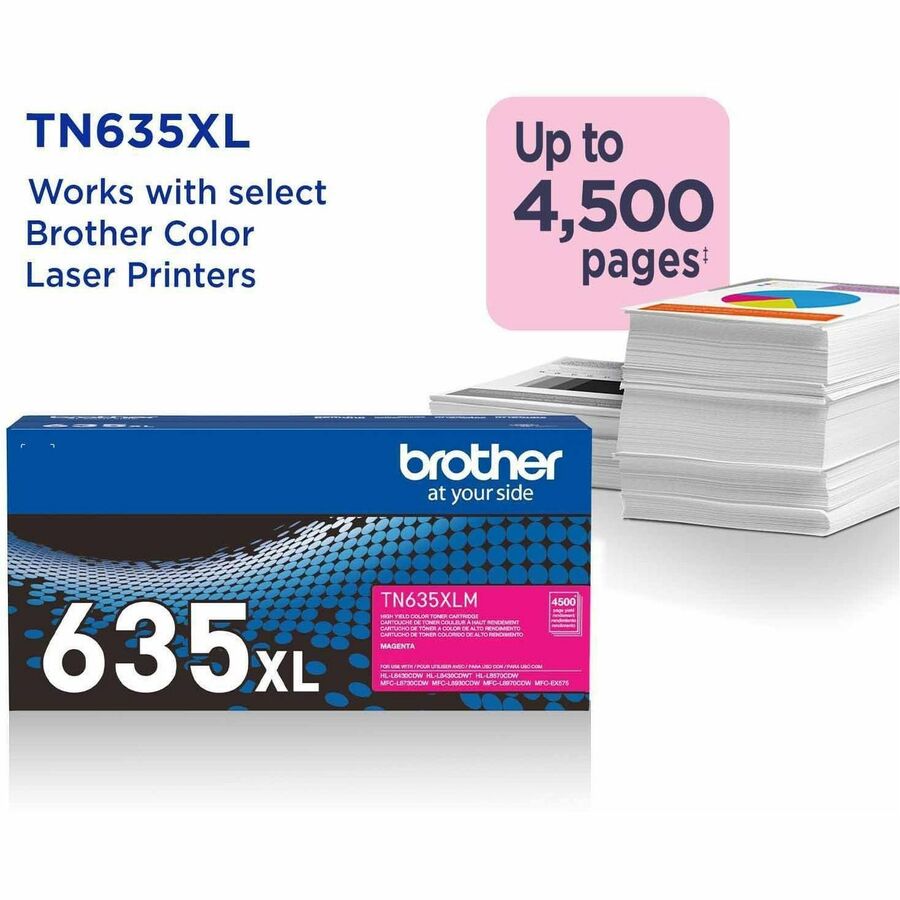 Brother TN635XLM Original High Yield Laser Toner Cartridge - Magenta - 1 Pack - 4500 Pages