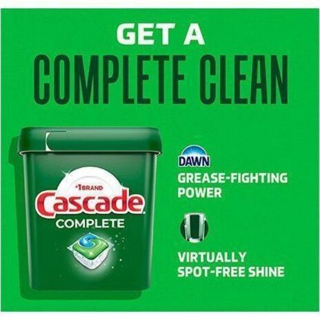 Cascade Professional Complete ActionPacs - Fresh Scent - For Dishwasher - Powder - Fresh Scent - Recommended For: Residue Remover, Grease Remover, Food Remover, Grime Remover, Baked-on Food Remover, Spot Remover - Phosphate-free - Green - 4/Pack - 30 / Ca