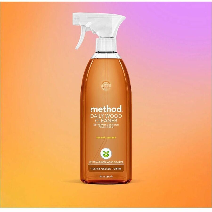 Method Daily Wood Cleaner - For Multi Surface - Spray - 28 fl oz (0.9 quart) - Almond Scent - Recommended For: Grease Remover, Grime Remover, Dust Remover, Dirt Remover - Cruelty-free - Clear - 8 / Carton