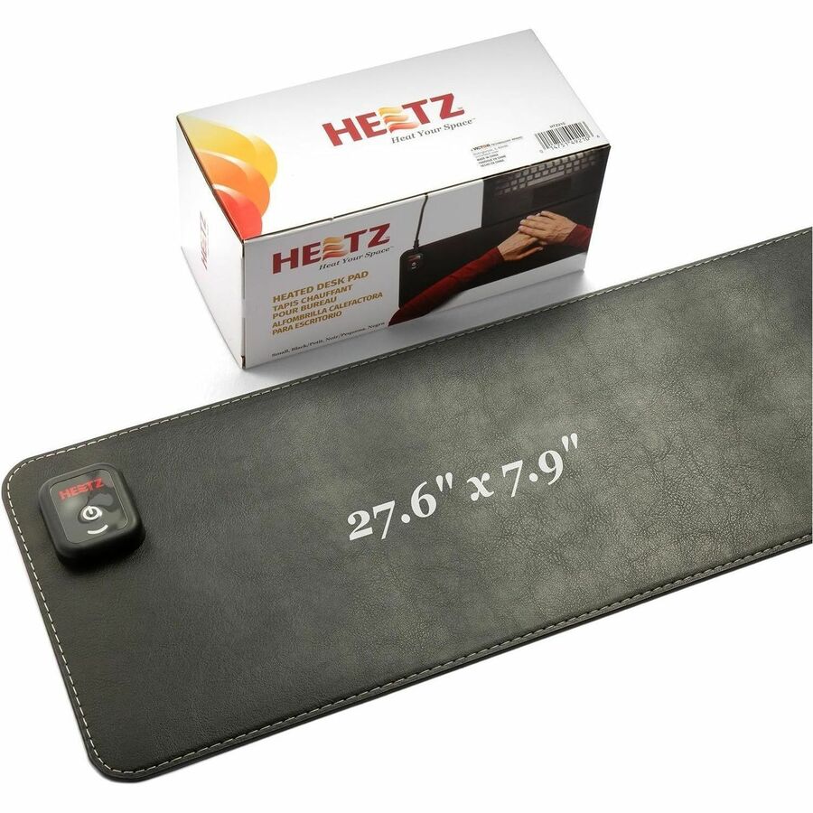 Victor Heetz Small Heated Desk Pad - 27.6" Width - Faux Leather - Black