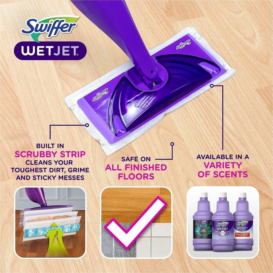 Swiffer WetJet Floor Cleaner - For Multi Surface - 40.6 fl oz (1.3 quart) - Fresh Citrus Scent - Recommended For: Bacteria Remover, Dirt Remover, Grime Remover - Antibacterial, Quick Drying - Purple - 1 Bottle