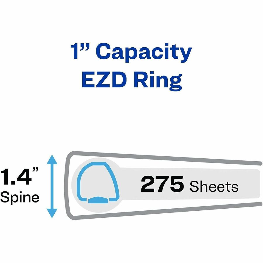 Avery® One Touch Heavy-Duty View Binder - 1" Binder Capacity - Letter - 8 1/2" x 11" Sheet Size - 275 Sheet Capacity - 1 2/5" Spine Width - 1" Ring - Fastener: D-Ring - Pocket: 4, Internal - Linen pattern - Navy Blue - Recycled - One Touch Ring, Heavy