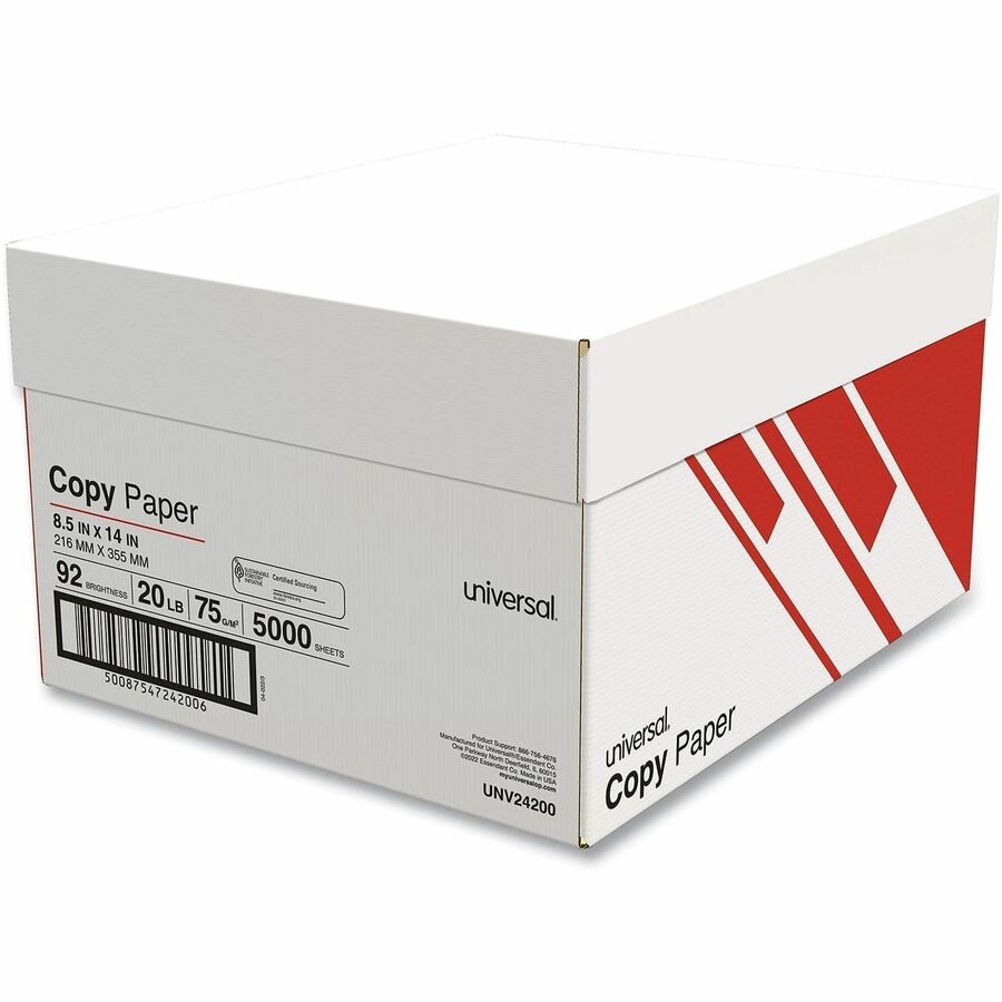 UNV24200PL - Universal copy paper is the economical choice for all your business printing and copying needs. Versatile white paper that's reliable for everyday copying, high-speed volume applications, in-house reports, duplicating documents, and internal correspondence. Compatible with all office equipment, including copiers, laser printers, and fax machines. Laser and desktop inkjet guaranteed on cut-size cartons. Archival quality and acid-free. 92 bright white, 20 lb. paper.