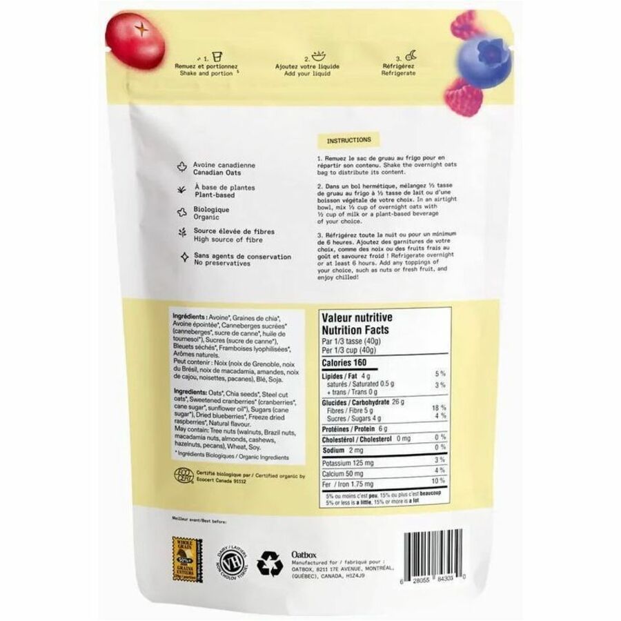 Gruau au frigo fruits des champs