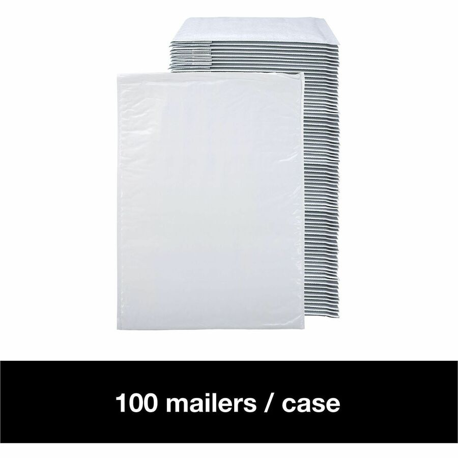 Lindenmeyr Explorer Poly Self-Seal Bubble Mailers - Bubble/Shipping - #4 - 9 1/2" Width x 14 1/2" Length - Self-sealing - White - Polyethylene - 100 / Carton - Kennedy Office