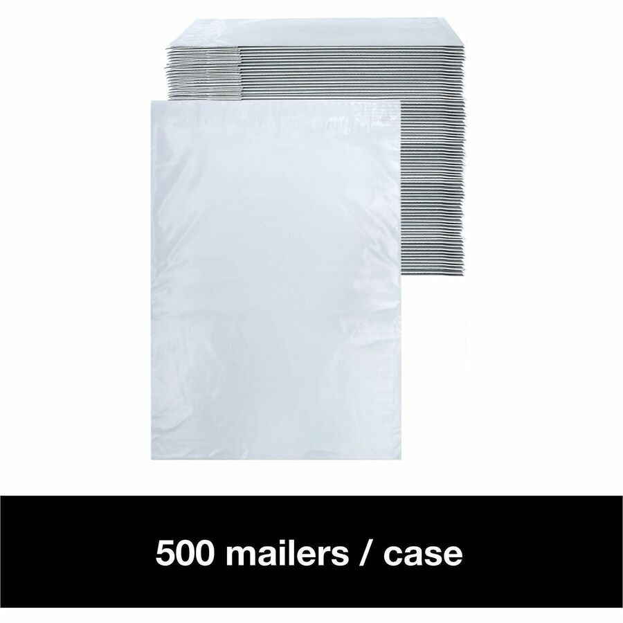 Lindenmeyr Explorer Poly Self-Seal Mailers - Mailing/Shipping - #5 - 12" Width x 15 1/2" Length - Self-sealing - White - Polyethylene - 500 / Carton - Kennedy Office