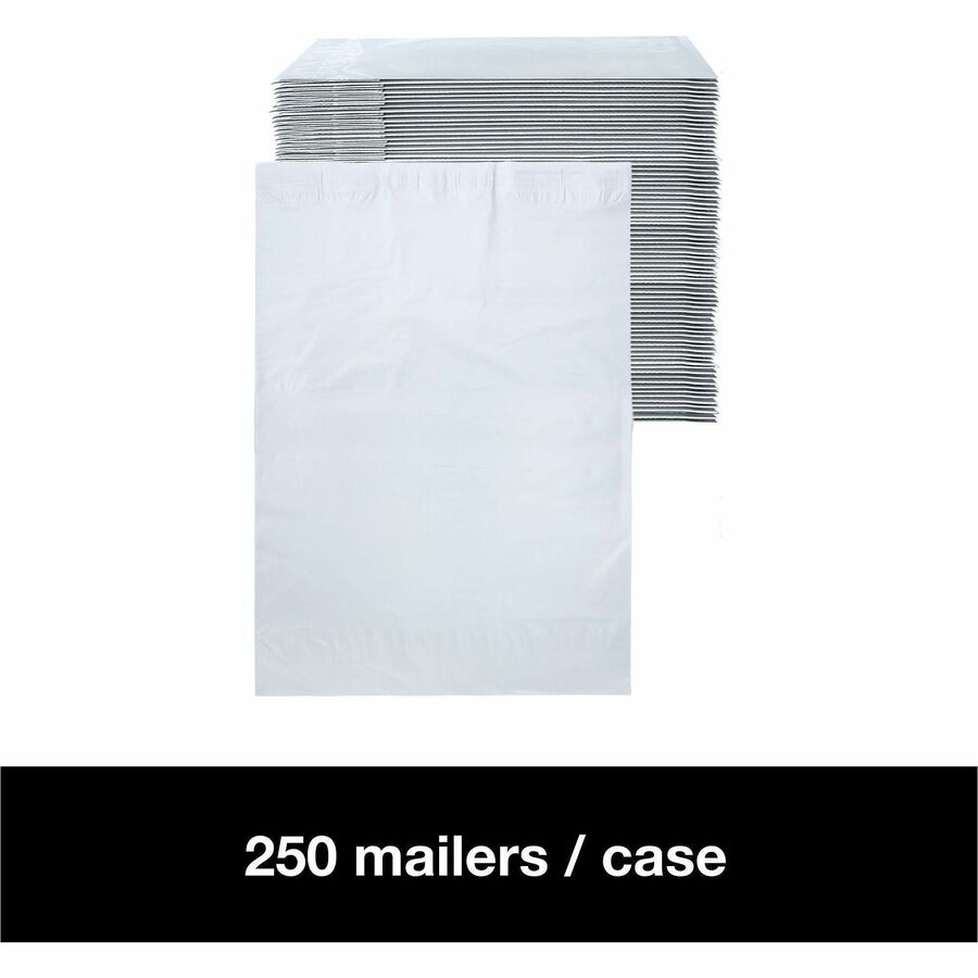 Lindenmeyr Explorer Poly Self-Seal Mailers - Mailing/Shipping - #7 - 14 1/2" Width x 19" Length - Self-sealing - White - Polyethylene - 250 / Carton - Kennedy Office