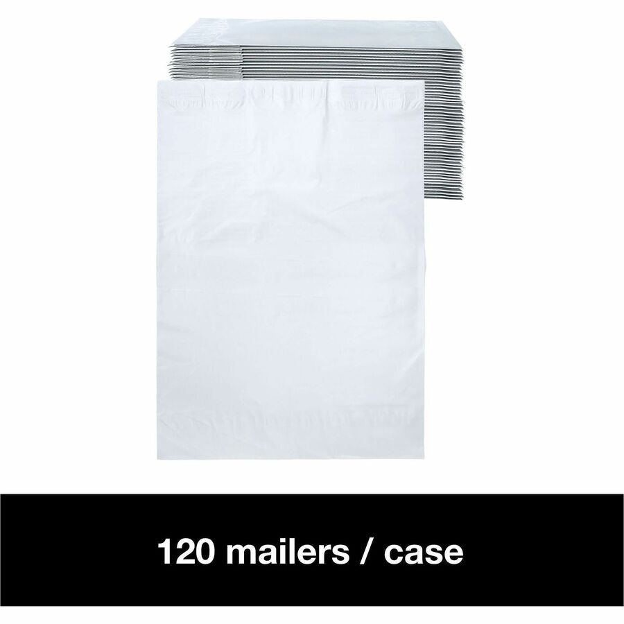 Lindenmeyr Explorer Poly Self-Seal Mailers - Mailing/Shipping - #8 - 19" Width x 24" Length - Self-sealing - White - Polyethylene - 120 / Carton - Kennedy Office