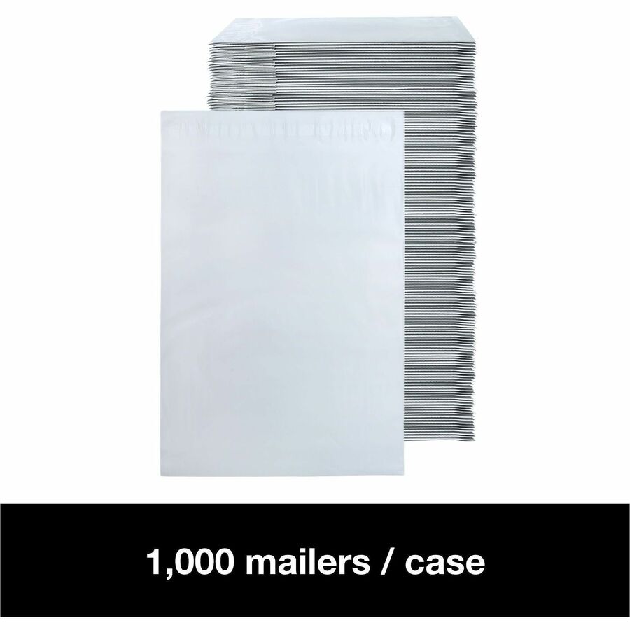 Lindenmeyr Explorer Poly Self-Seal Mailers - Mailing/Shipping - #3 - 10" Width x 13" Length - Self-sealing - White - Polyethylene - 500 / Carton - Kennedy Office