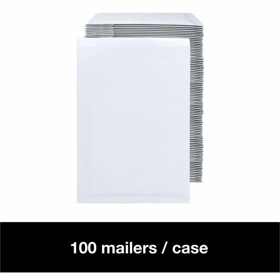 Lindenmeyr Explorer Self-Seal Paper Bubble Mailers - Bubble/Shipping - #5 - 10 1/2" Width x 16" Length - Self-sealing - White - Paper - 100 / Carton - Kennedy Office