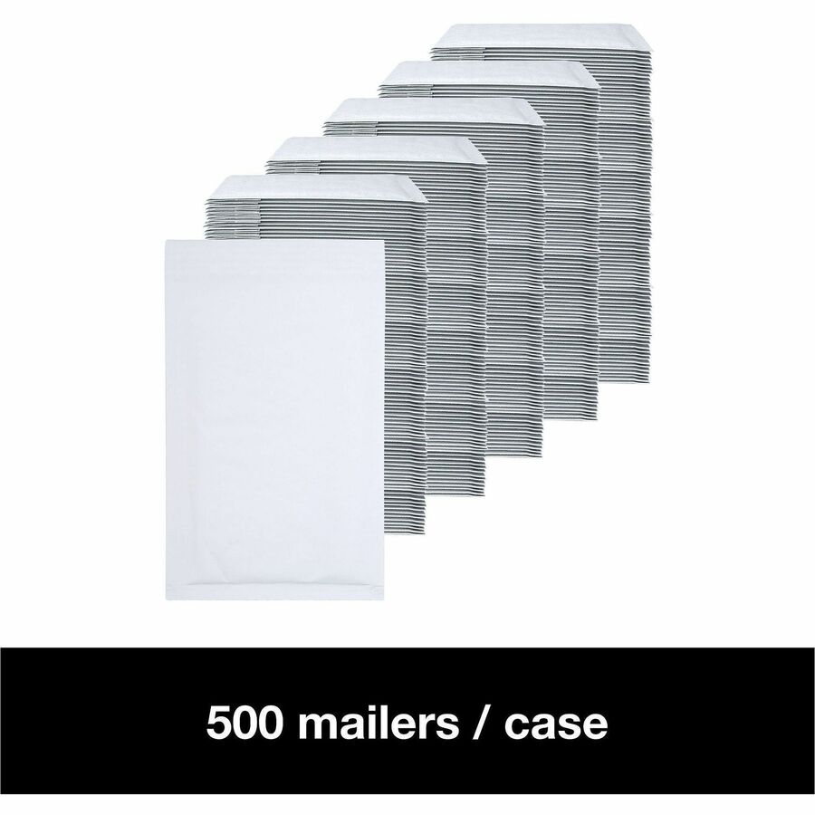 Lindenmeyr Explorer Self-Seal Paper Bubble Mailers - Bubble/Shipping - #000 - 4" Width x 8" Length - Self-sealing - White - Paper - 500 / Carton - Kennedy Office