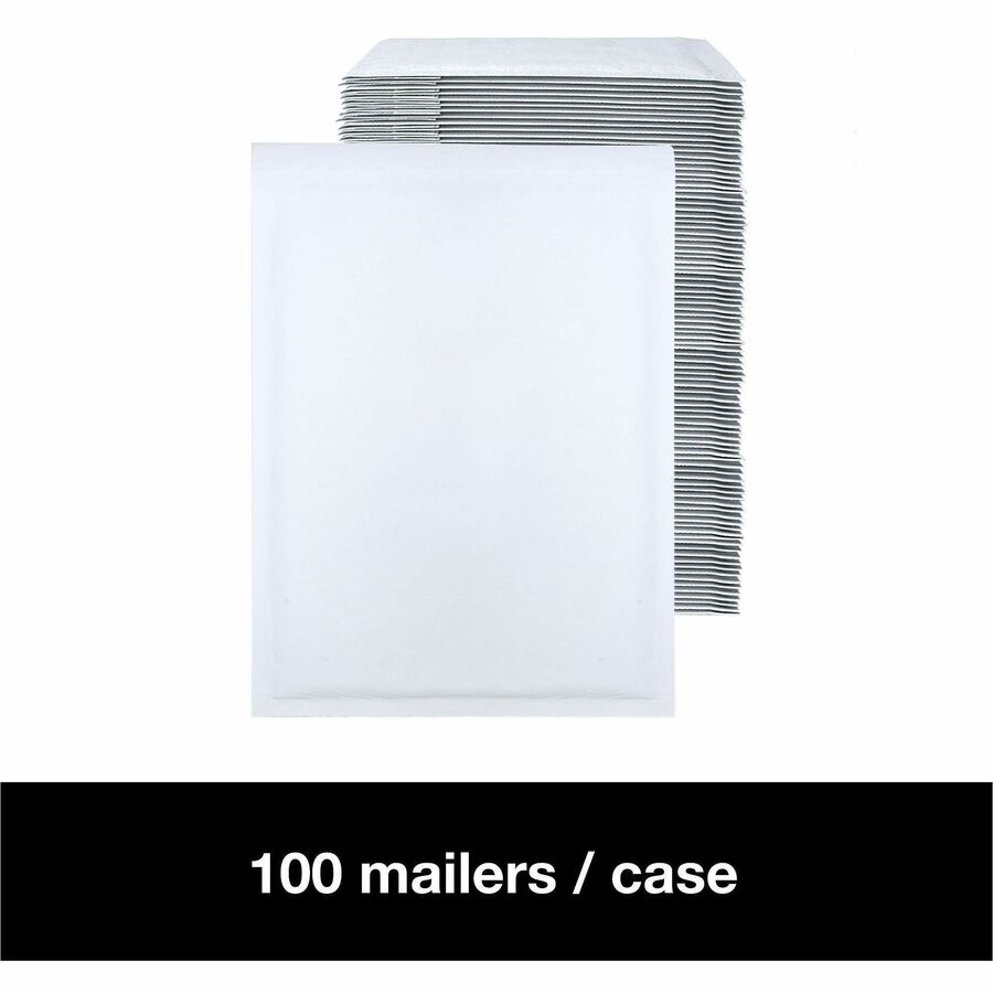 Lindenmeyr Explorer Self-Seal Paper Bubble Mailers - Bubble/Shipping - #2 - 8 1/2" Width x 12" Length - Self-sealing - White - Paper - 100 / Carton - Kennedy Office