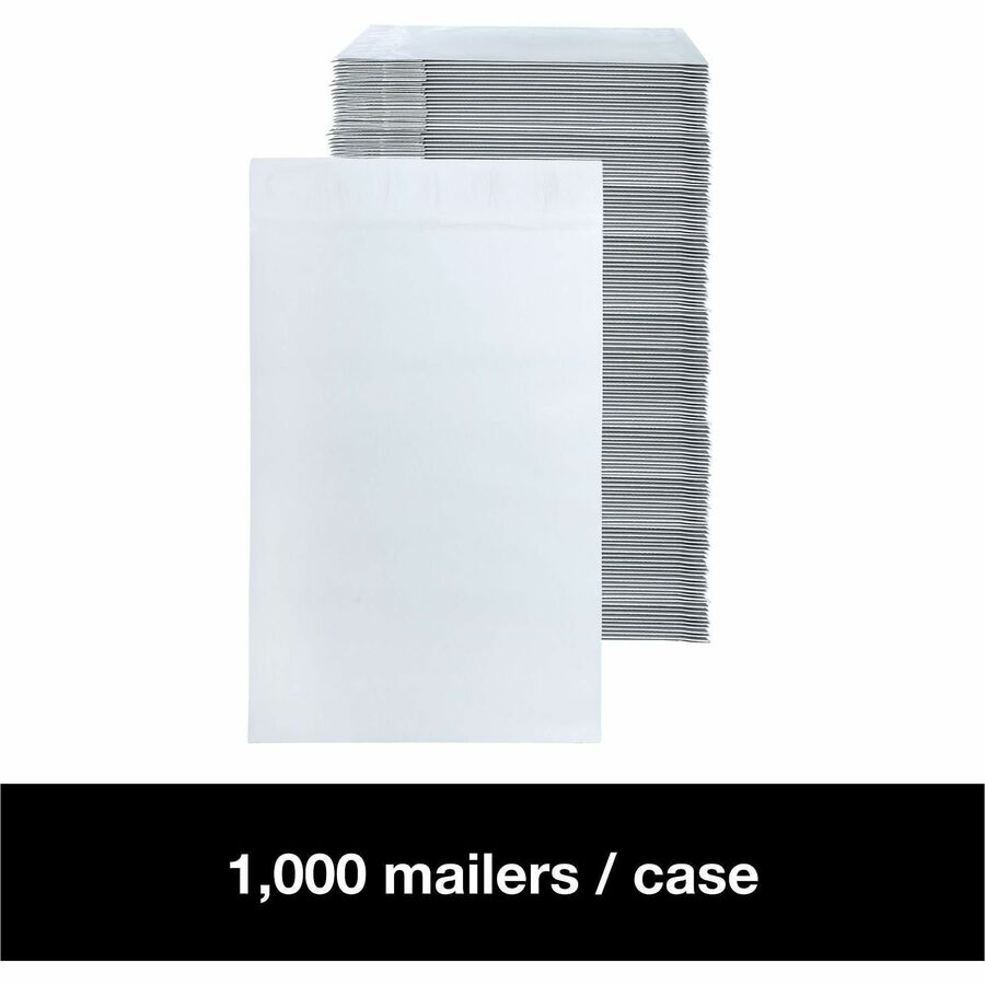 Lindenmeyr Explorer Poly Self-Seal Mailers - Mailing/Shipping - #1 - 7 1/2" Width x 10 1/2" Length - Self-sealing - White - Polyethylene - 1000 / Carton - Kennedy Office
