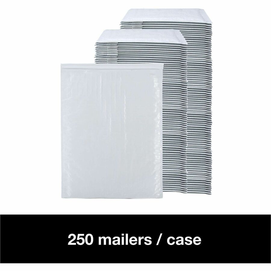 Lindenmeyr Explorer Poly Self-Seal Bubble Mailers - Bubble/Shipping - #0 - 6 1/2" Width x 10" Length - Self-sealing - White - Polyethylene - 250 / Carton - Kennedy Office