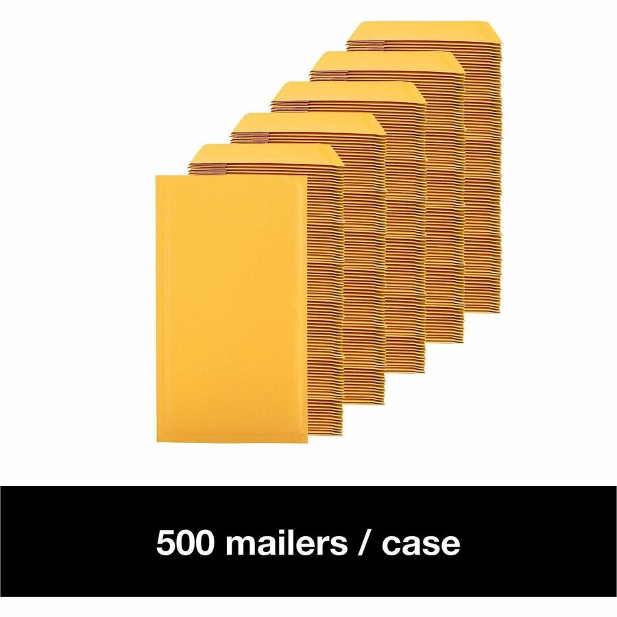 Lindenmeyr Explorer Kraft Self-Seal Bubble Mailers - Bubble/Shipping - #000 - 4" Width x 8" Length - Self-sealing - Kraft - Kraft - 500 / Carton - Kennedy Office