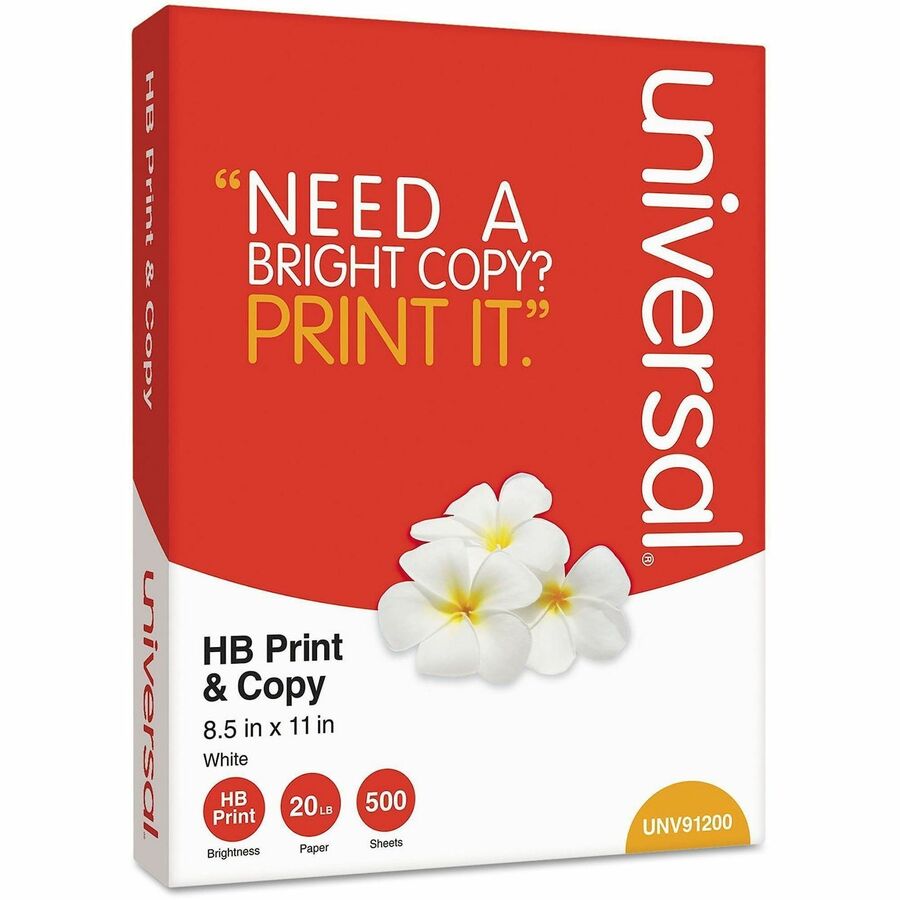 Image of Universal High-Bright Multi-Purpose Paper - Letter - 8 1/2" x 11" - 20 lb Basis Weight - Smooth - High Brightness, Printable - White - 500 Sheets per Ream - 10 Ream/Carton - 40 / Pallet