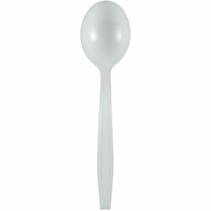 Genuine Joe Heavy-Weight Polypropylene Cutlery - Soup Spoon - Soup Spoon - Food, Cafeteria, Breakroom - Disposable - Polypropylene - White - 1 Carton