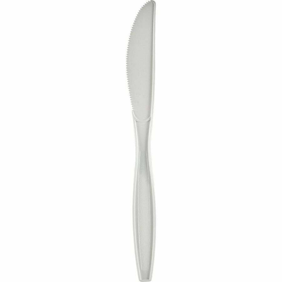 Genuine Joe Heavy-Weight Polypropylene Cutlery - Knife - Knife - Food, Cafeteria - Disposable - Polypropylene - White - 1 Carton