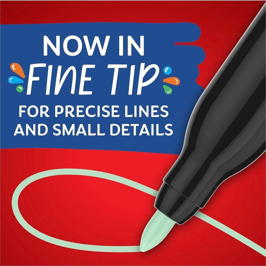 Sharpie Creative Markers - Fine Marker Point - Assorted Ink - Water Based, Acrylic Based - Glass, Art, Coloring - 5 / Pack