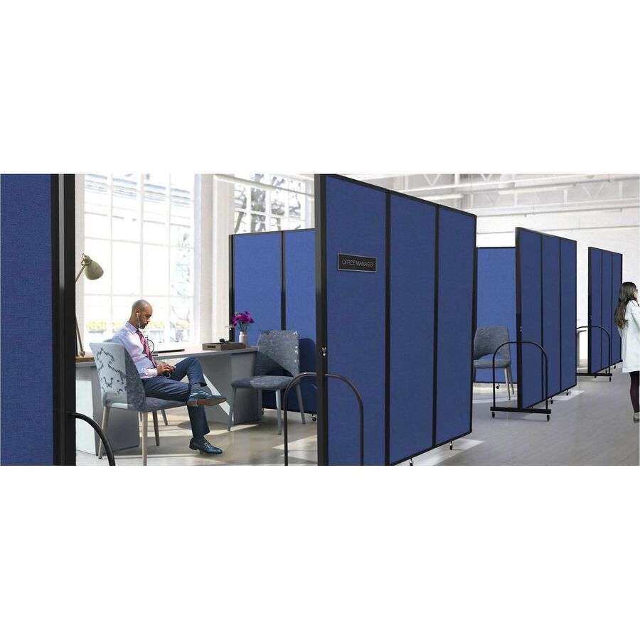 Screenflex Portable Partitions Full Motion Room Dividers - 9 Panels - 25.1 ft Width x 90" Height - Steel Frame - Fabric, Polyester - Black - 1 Each