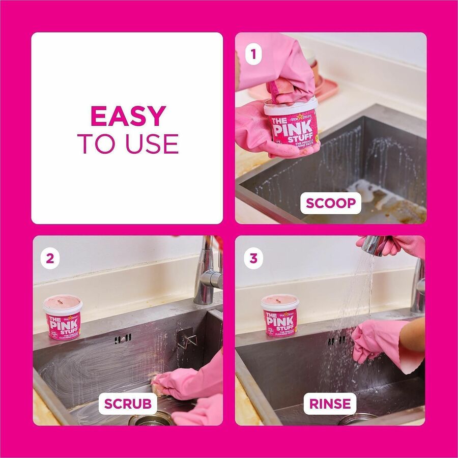The Pink Stuff Miracle Cleaning Paste - For Multipurpose - Paste - 17.6 fl oz (0.6 quart) - Recommended For: Dirt Remover, Grime Remover, Stain Remover, Grease Remover - Cruelty-free, Versatile - Pink - 1 Each - Kennedy Office