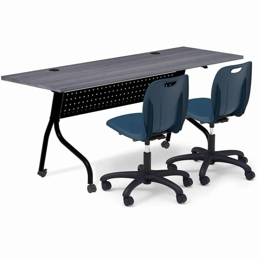 Lorell Modern Armless Task Chair - 22.6" Height - Material: Polypropylene - Finish: Navy - Swivel, Casters, Versatile, Adjustable Seat, Swivel Caster, Dual Wheel Caster, Pneumatic Adjustment, 360° Swivel, Hooded Caster - For Classroom - 1 Carton
