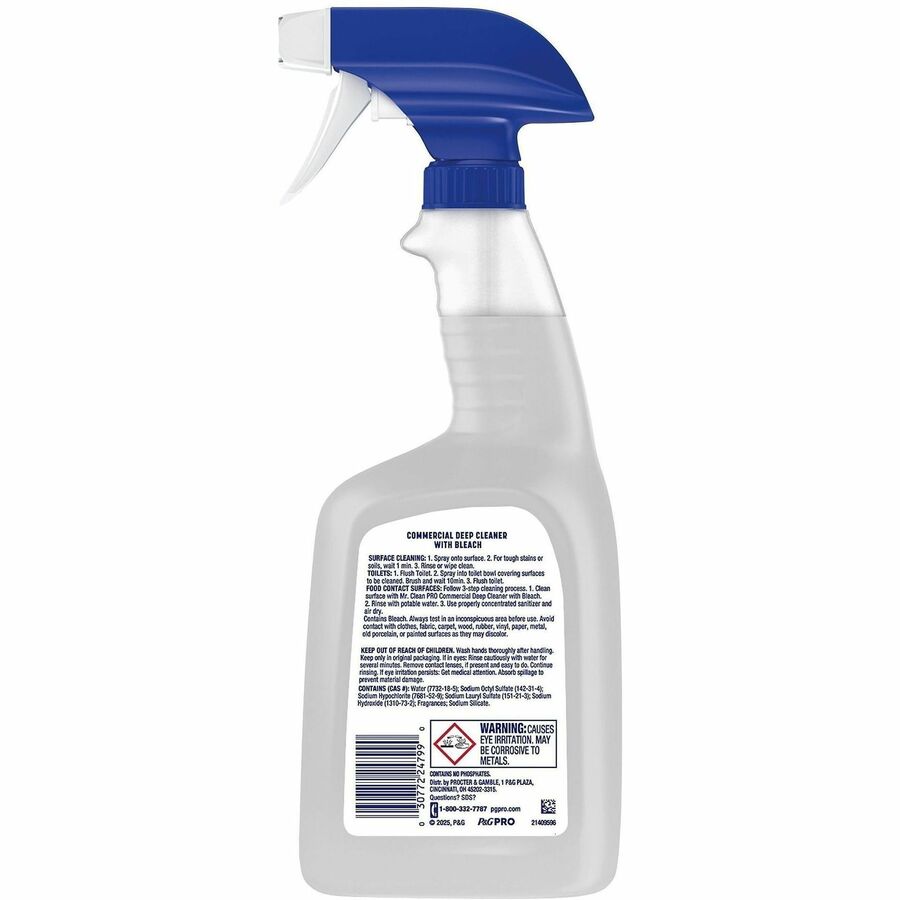 Mr. Clean Deep Cleaner with Bleach - For Multi Surface, Multipurpose - Ready-To-Use - Liquid, Spray - 32 fl oz (1 quart) - Recommended For: Soil Remover, Grime Remover, Mold Remover, Stain Remover, Odor Remover - Alkylphenols-free, Benzene-free, Lead-free