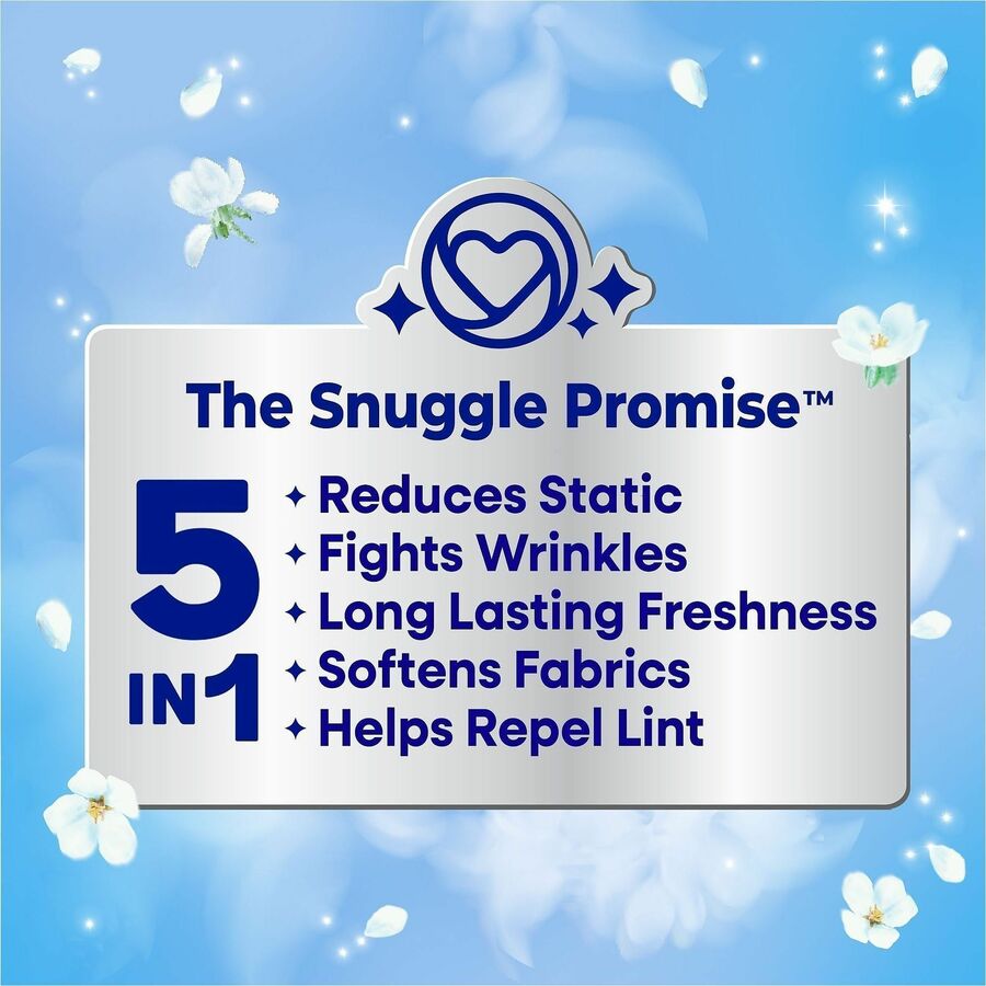 Dial Snuggle Dryer Sheets - For Laundry - Fresh, Blue Sparkle, Floral, Soft Musk Scent - Freshen, Long Lasting - White