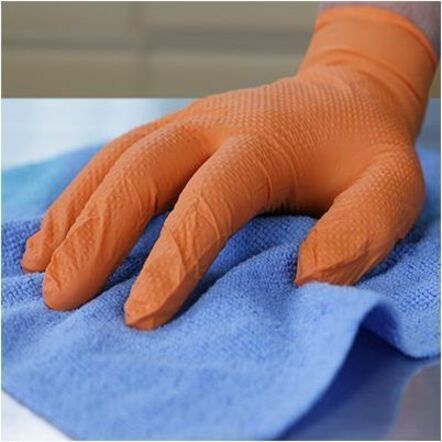 Picture of Ammex Xtreme Industrial Orange Powder-Free Nitrile Gloves