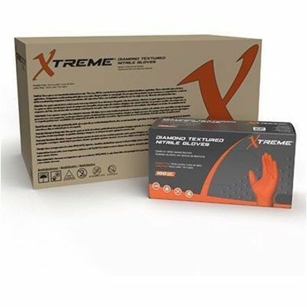 Picture of Ammex Xtreme Industrial Orange Powder-Free Nitrile Gloves