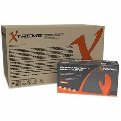 Picture of Ammex Xtreme Industrial Orange Powder-Free Nitrile Gloves