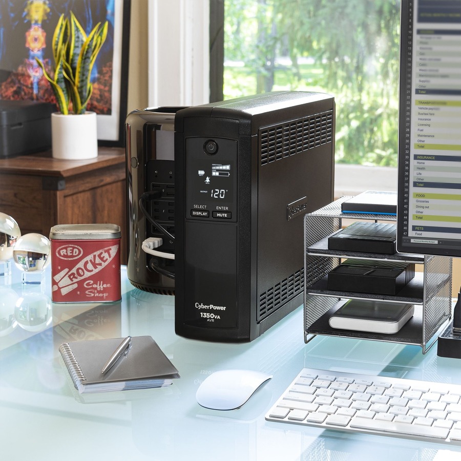 CyberPower UPS Systems CP1350AVRLCD Intelligent LCD -  Capacity: 1350 VA / 815 W - 1350VA/815W Line Interactive UPS, Mini-tower, 10 Outlets, AVR, LCD, Serial/USB, 3 Yr Wty