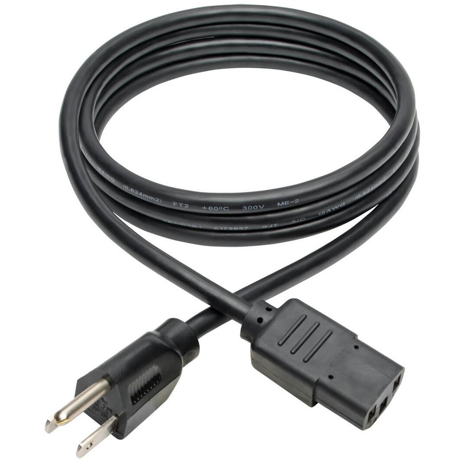 Tripp Lite by Eaton Desktop Computer AC Power Cable NEMA 5-15P to C13 - 10A 125V 18 AWG 6 ft. (1.83 m) Black