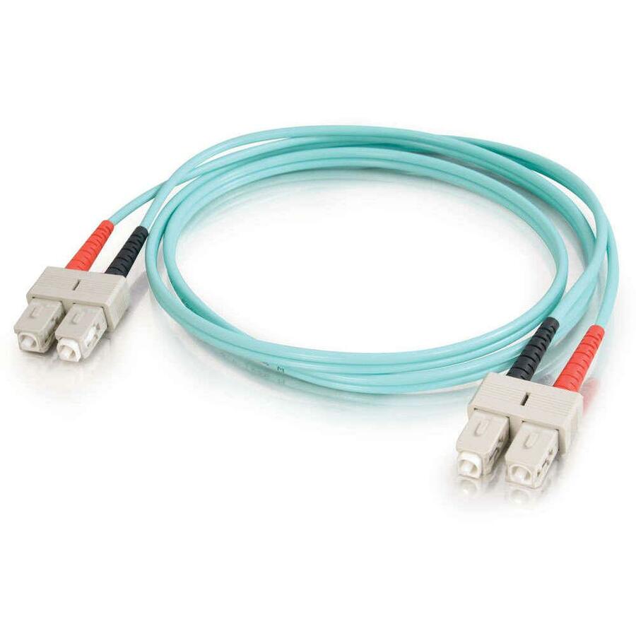 C2G-3m SC-SC 10Gb 50/125 OM3 Duplex Multimode PVC Fiber Optic Cable - Aqua