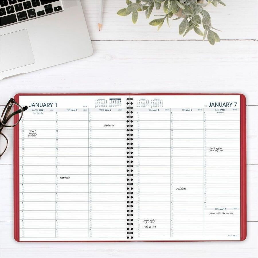 At-A-Glance Fashion Appointment Book Planner - Large Size - Julian Dates - Weekly - 1 Year - January 2024 - December 2024 - 8:00 AM to 9:45 PM - Quarter-hourly, 8:00 AM to 5:45 PM - Quarter-hourly - 1 Week Double Page Layout - 8 1/4" x 11" White Sheet - W