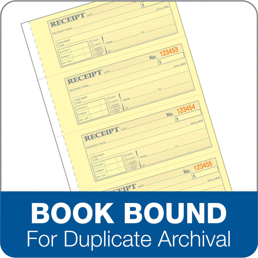 Adams Tapebound 3-part Money Receipt Book - 50 Sheet(s) - Tape Bound - 3 PartCarbonless Copy - 6 3/4" x 2 3/4" Sheet Size - White, Canary, Pink - 1 Each - Receipt Books - ABFTC2701