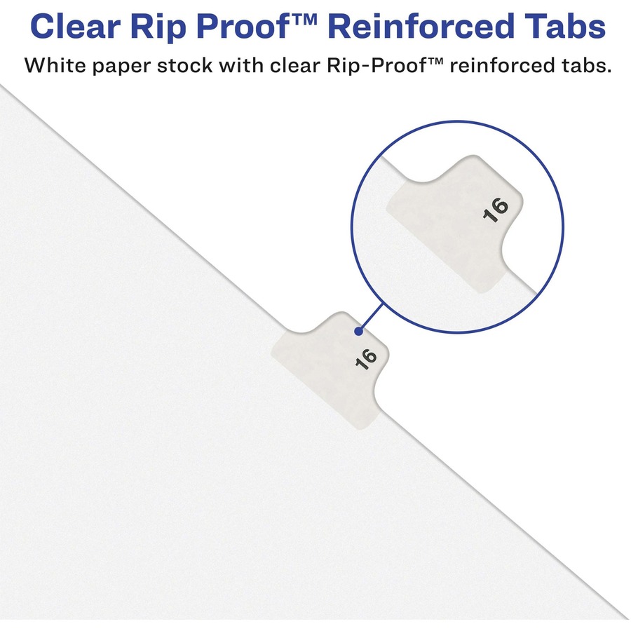 Avery® Standard Collated Legal Exhibit Divider Sets - Avery Style - 25 x Divider(s) - Printed Tab(s) - Character - A-Z - 26 Tab(s)/Set - 8.5" Divider Width x 11" Divider Length - Letter - White Paper Divider - White Tab(s) - Recycled - Reinforced Tab,