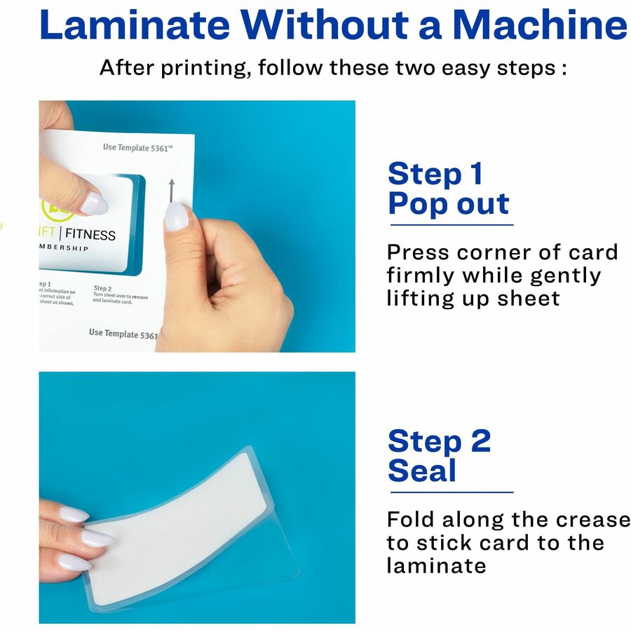 Avery® Self-laminating ID Cards - 30 / Box - 2" Width x 3.3" Height - Laminated, Perforated, Printable, Durable, Perforated - White