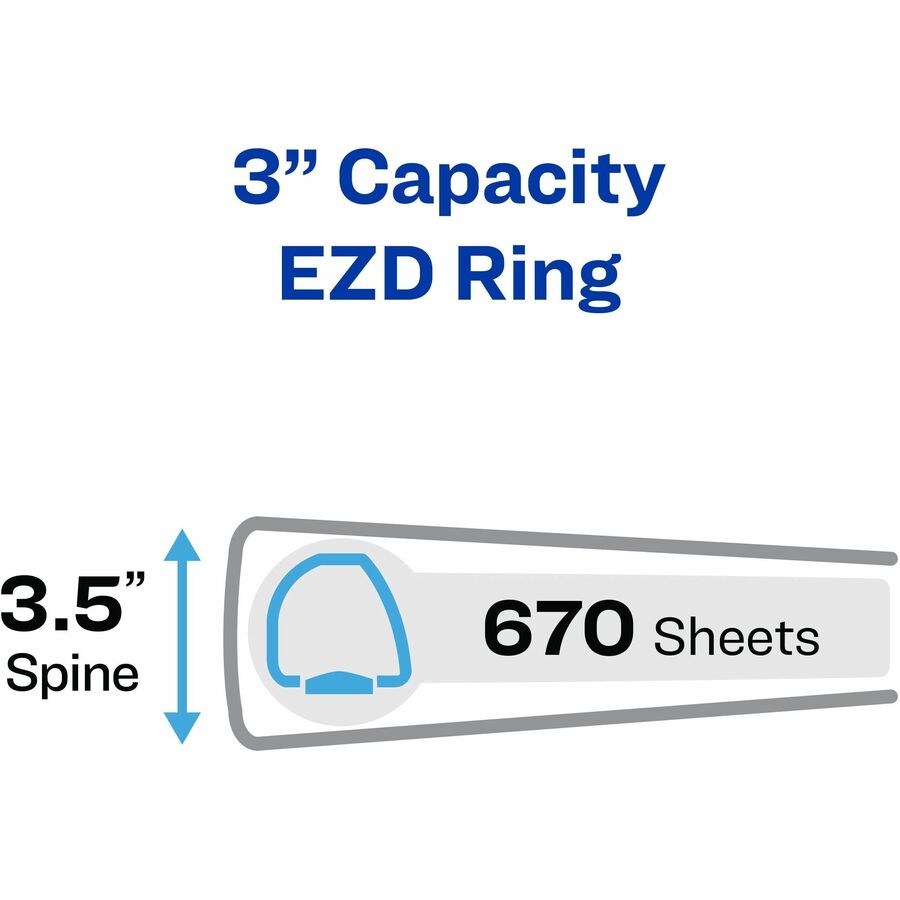 Avery® DuraHinge Durable Binder with Label Holder - 3" Binder Capacity - Letter - 8 1/2" x 11" Sheet Size - 670 Sheet Capacity - 3 x D-Ring Fastener(s) - 4 Internal Pocket(s) - Poly - Black - Recycled - Gap-free Ring, Label Holder, Stacked Pocket - 1 