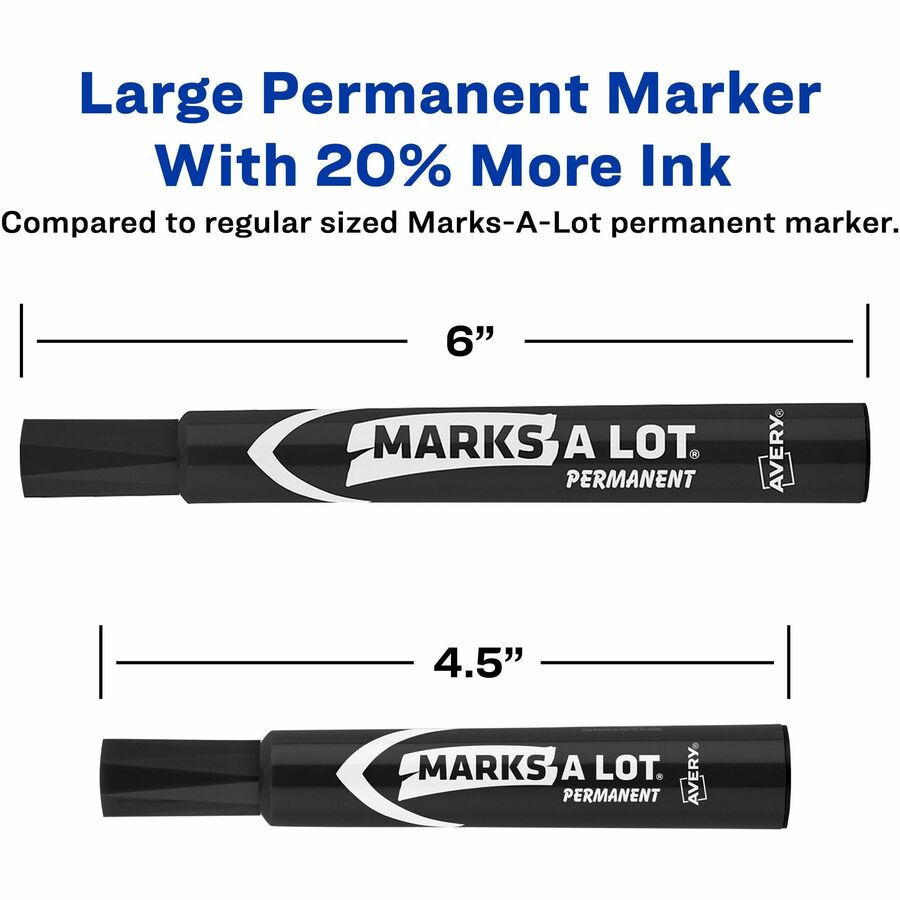 Avery® Large Desk-Style Permanent Markers - 4.7625 mm Marker Point Size - Chisel Marker Point Style - Purple - Purple Plastic Barrel - 1 Dozen