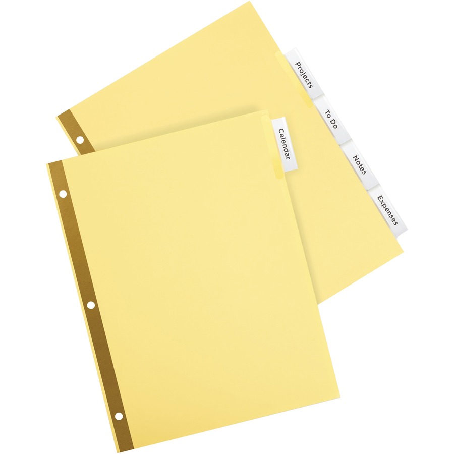 Avery® Big Tab Insertable Dividers - Reinforced Gold Edge - 5 Blank Tab(s) - 5 Tab(s)/Set - 8.5" Divider Width x 11" Divider Length - Letter - 3 Hole Punched - Buff Paper Divider - Clear Tab(s) - Recycled - Double Gold Reinforced Edges - 5 / Set