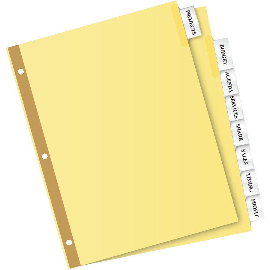 Avery® Big Tab Insertable Dividers - Reinforced Gold Edge - 8 Blank Tab(s) - 8 Tab(s)/Set - 8.5" Divider Width x 11" Divider Length - Letter - 3 Hole Punched - Buff Paper Divider - Clear Tab(s) - Recycled - Double Gold Reinforced Edges - 8 / Set