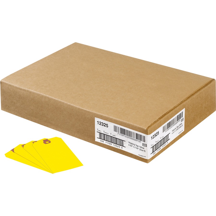 Avery® Shipping Tags - Unstrung - 4.75" Length x 2.37" Width - Rectangular - 1000 / Box - Card Stock - Yellow