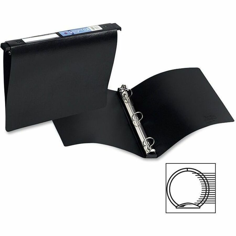 Avery® Hanging Storage Flexible Binder - 1 Binder Capacity - Letter - 8  1/2 x 11 Sheet Size - 175 Sheet Capacity - 3 x Round Ring Fastener(s) -  Vinyl - Black 
