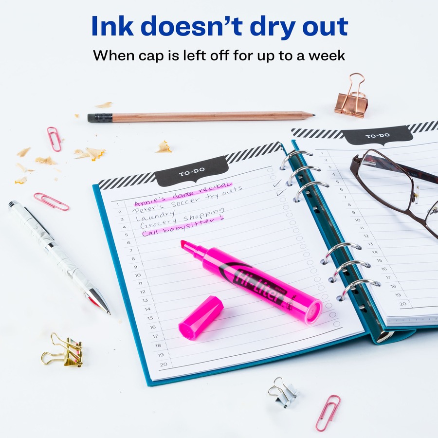 Avery® Desk-Style, Fluorescent Pink, 1 Count (24010) - Chisel Marker Point Style - Refillable - Fluorescent Pink Water Based Ink - Pink Barrel - 1 Dozen