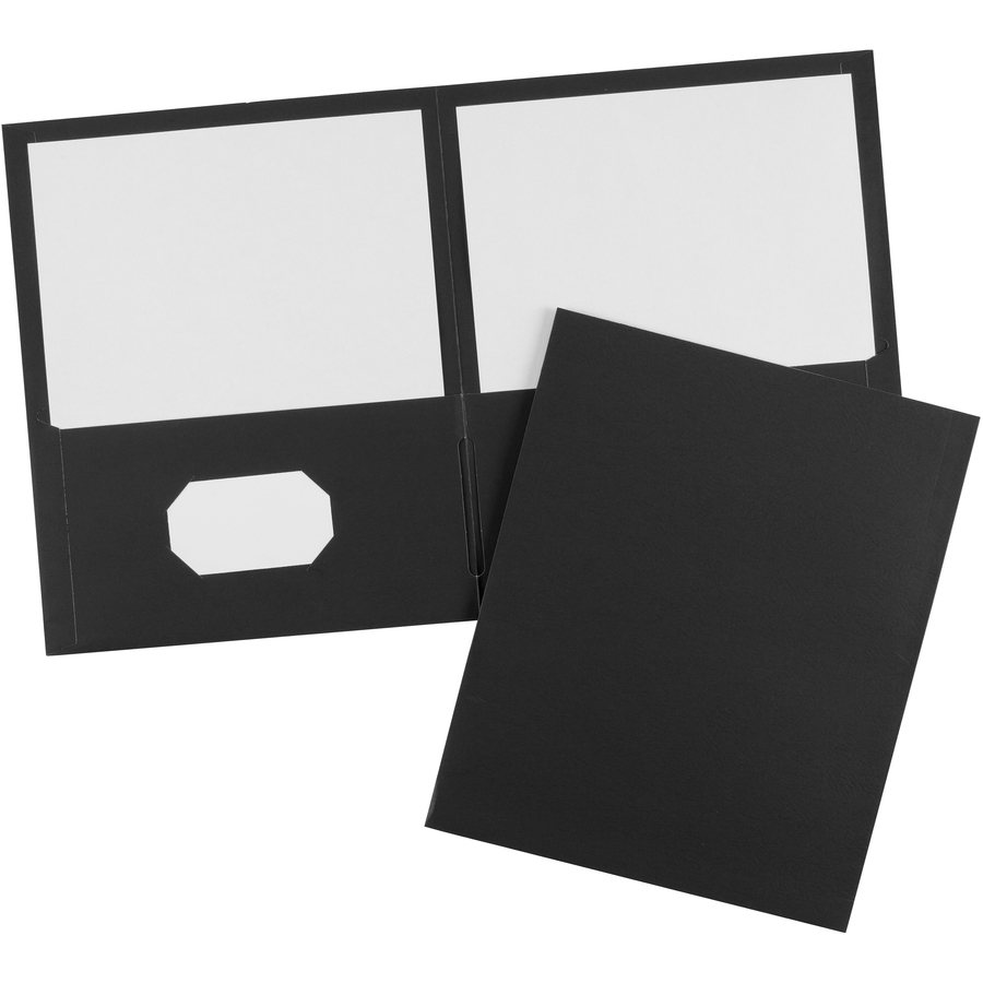 Avery® Letter Pocket Folder - 8 1/2" x 11" - 40 Sheet Capacity - 2 Internal Pocket(s) - Embossed Paper - Black - 25 / Box