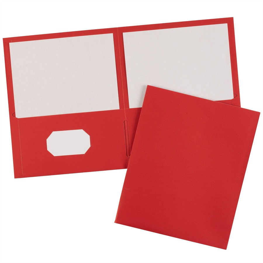 Avery® Letter Pocket Folder - 8 1/2" x 11" - 40 Sheet Capacity - 2 Internal Pocket(s) - Embossed Paper - Red - 25 / Box